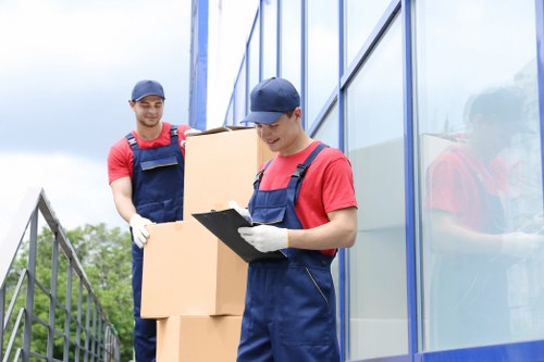 House move planning with packing materials and furniture protection