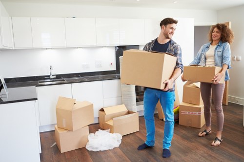 Packing and loading household items for a move in France