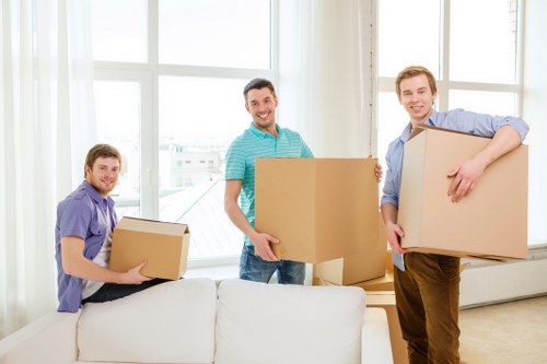 Professional house movers preparing a home relocation in France