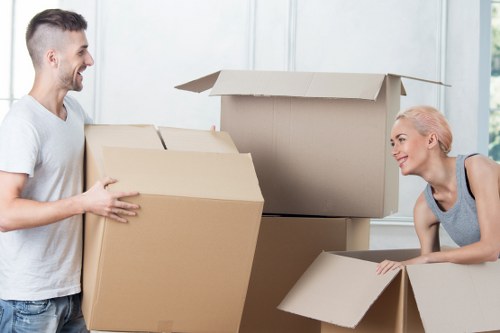 Furniture and storage items loaded into a van for transport in France
