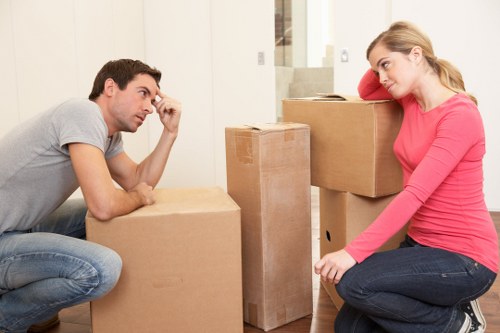 Packed household items ready for removals in France