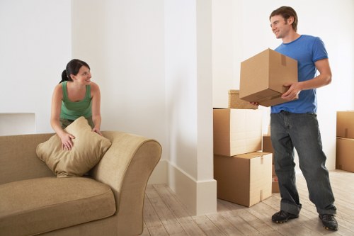 Office furniture and equipment prepared for commercial moving in France